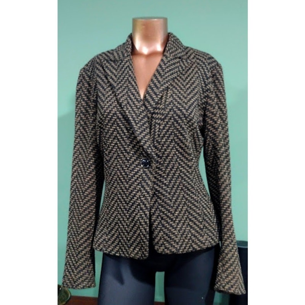 New York & Company Fully Lined Tweed Jacket,‎ Blk and Brown, Sz S